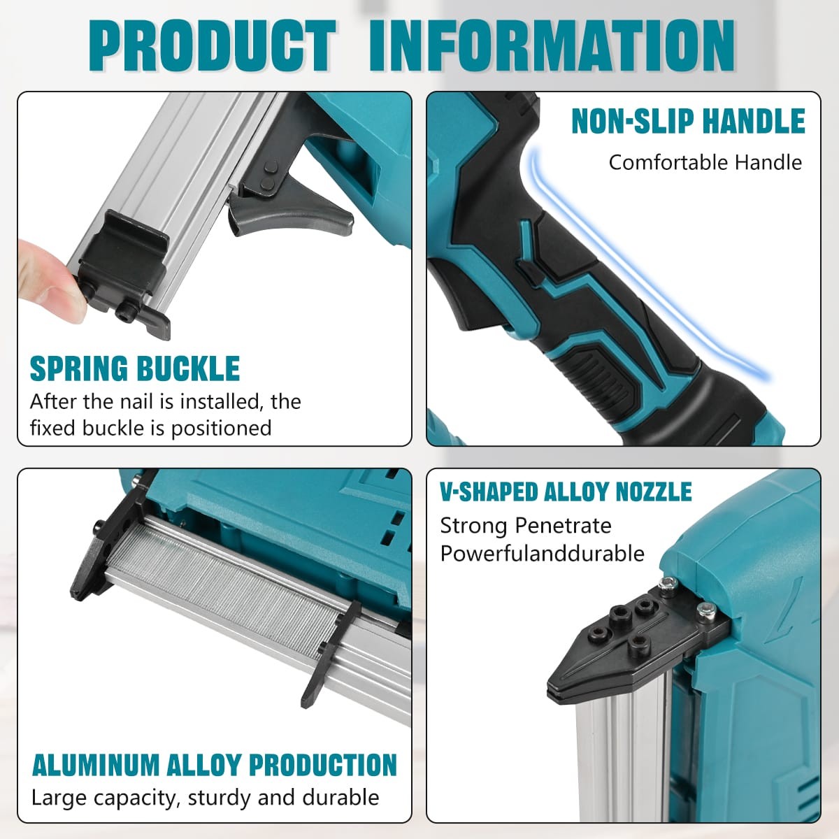 Cordless Brad Nailer Straight Finish Nail Gun For M Akita 18V Without Battery