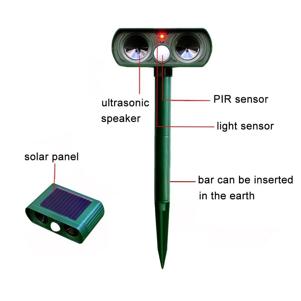 1x Ultrasonic Solar Cat Dog Repellent Fox Pest Scarer Deterrent Repeller Garden — image 11