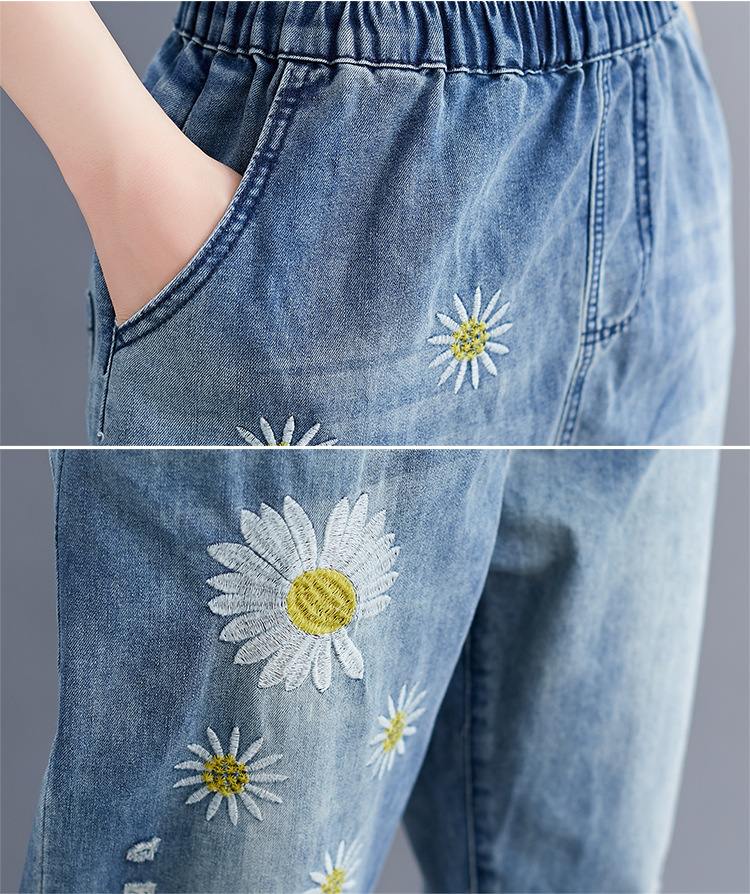 Denim Embroidered Harlan Pants Summer New Loose