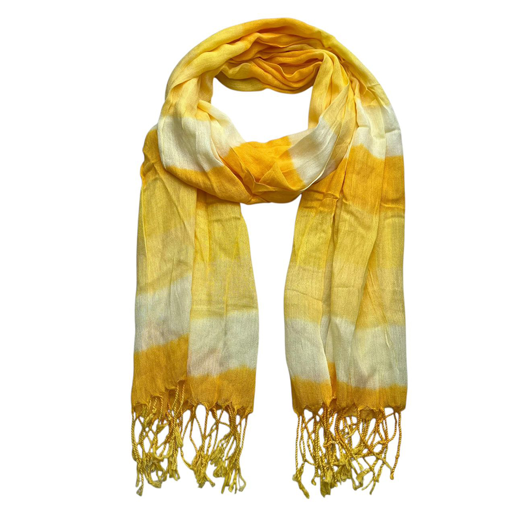 Yellow Printed Viscose Scarf - Sunshine Boho Scarf 67inchx24inch