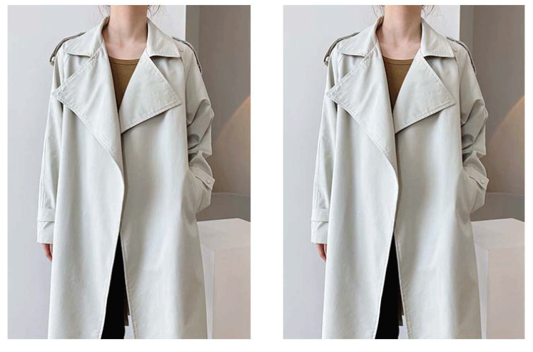 Temperament British Mid Length Over The Knee Windbreaker Women Loose Korean Style Jacket