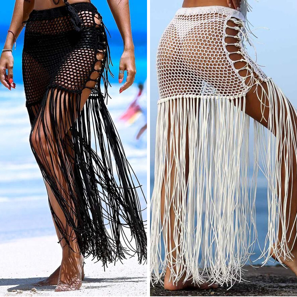 Handwoven Cutout Swimsuit Bikini Maxi Skirt - Image 8