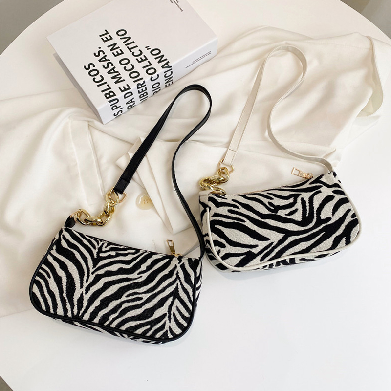Zebra Pattern Canvas Bag Women's Underarm Bag