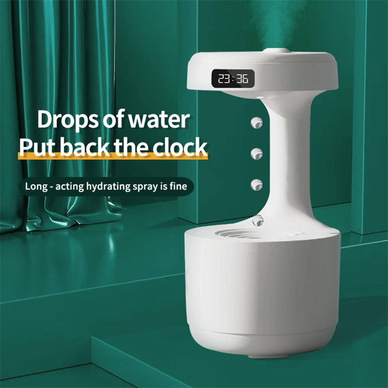 Anti-Gravity Humidifier with Clock – Water Drop Backflow Aroma Diffuser - Image 1