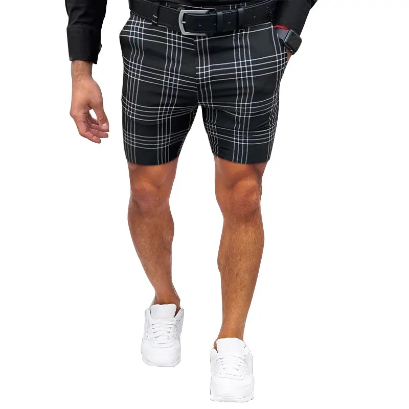 Men's Fashion Large Plaid Striped Straight Shorts