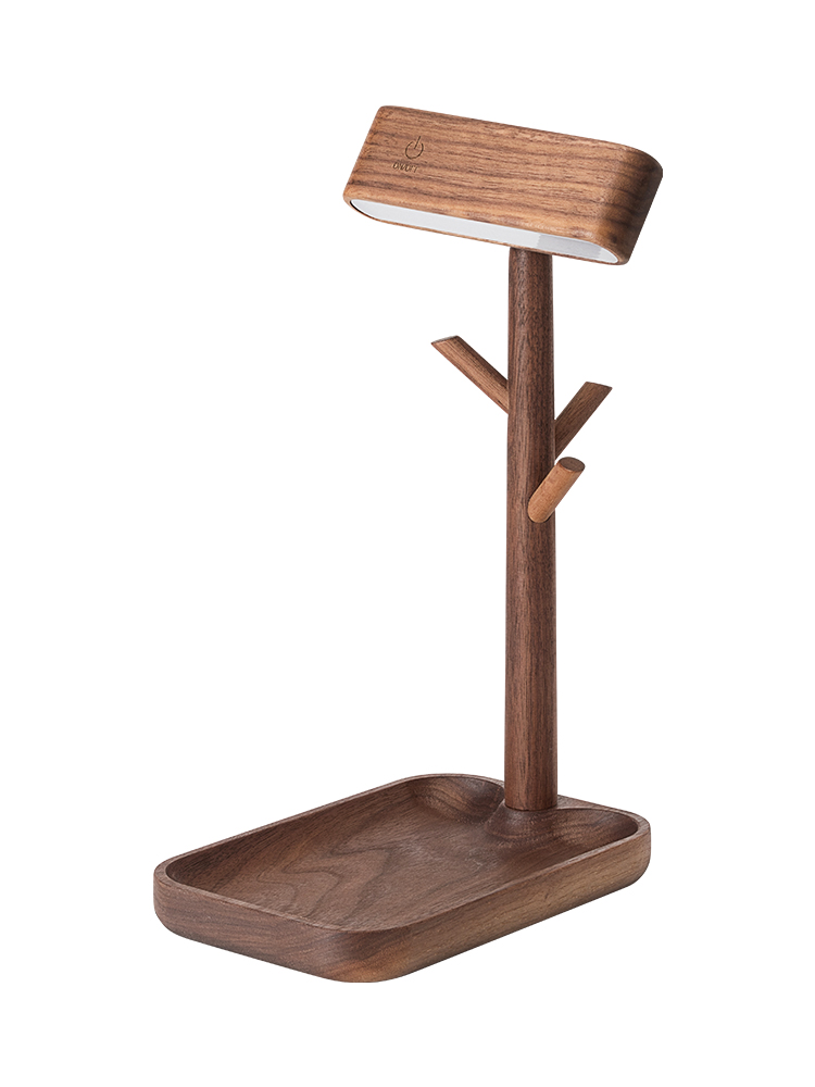 Nordic Black Walnut Solid Wood LED Table Lamp Key Holder Rechargeable Desk — foto 6