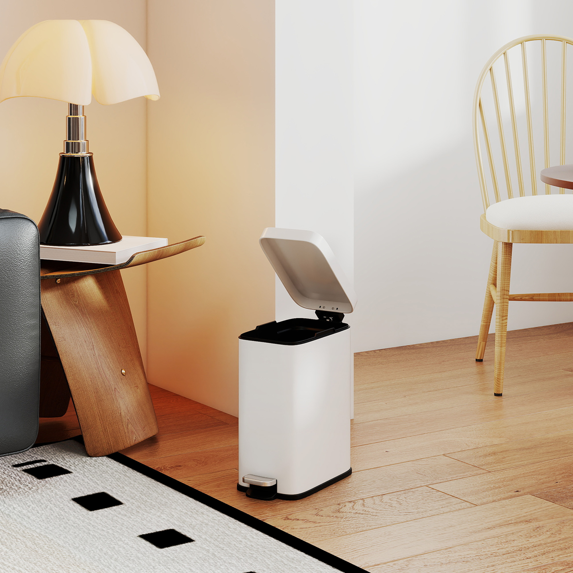 5-liter Rectangular Compact Garbage Bin, Steel Body, Detachable Silent — image 5