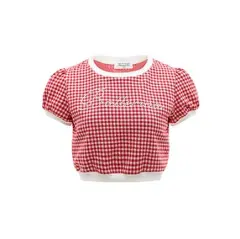 Strawberry Sweet Plaid Series Bowknot Halter Sling - Strawberry Check Vest-M - View 1