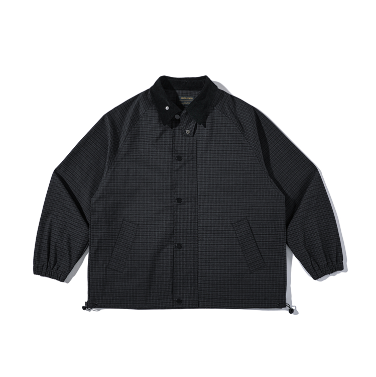 Retro Corduroy Lapel Workwear Plaid Casual Loose Jacket