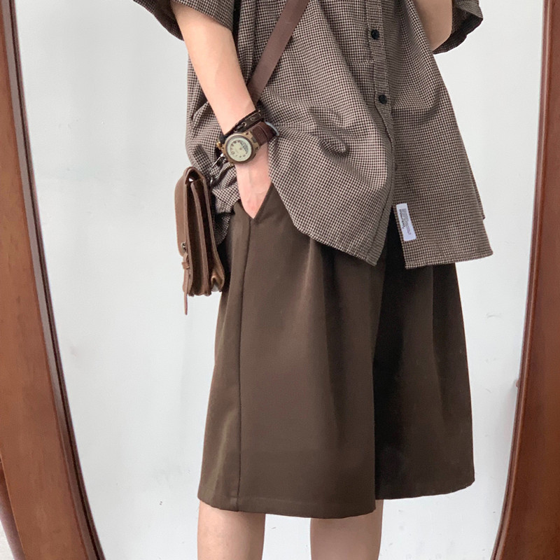 Men's And Women's Brown Loose Retro Work Shirts