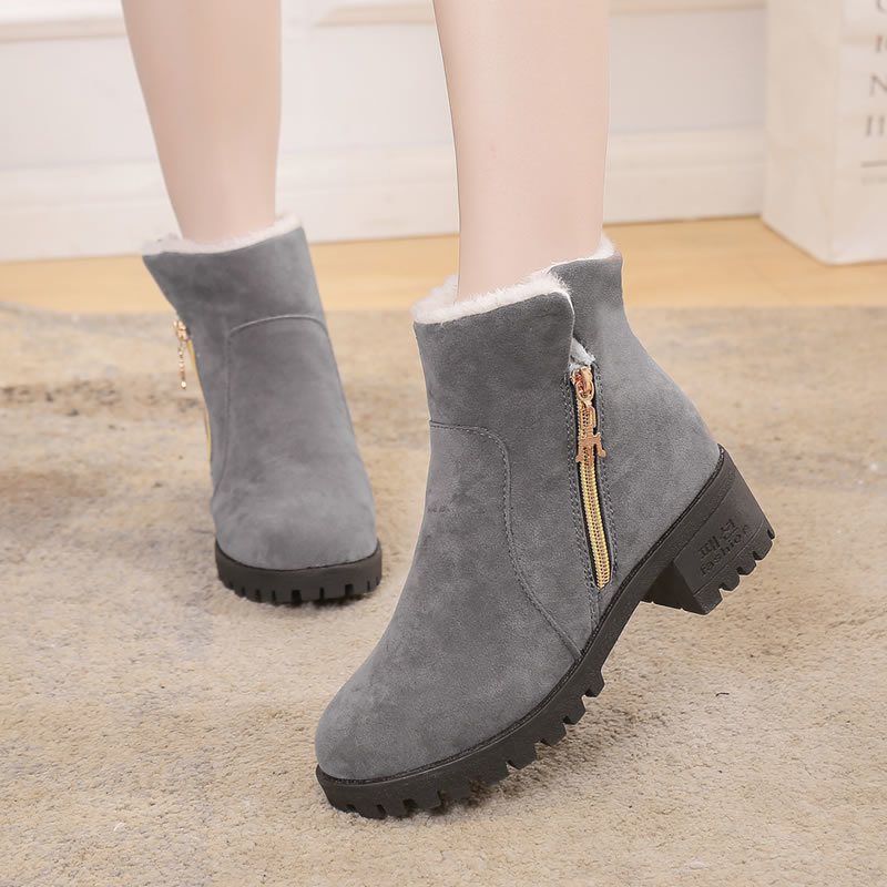 Title 9, Short Suede Side Zip Student Thick Mid-Heel Boo...