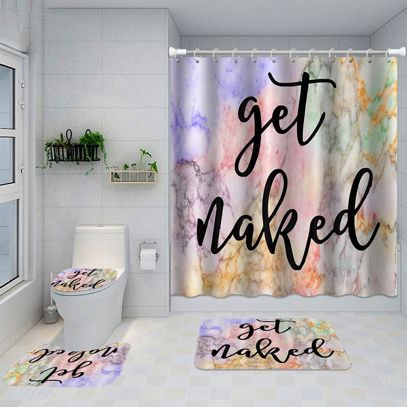Shower Curtain 4-piece Set, Shower Curtain, Mat 3-piece Set 5