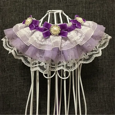 Cat Dog Pet Jewelry Necklace Bow Tie Lace Saliva