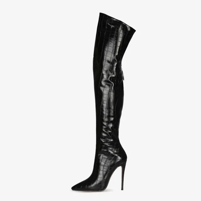 Yellow Back Zipper Fashion Stiletto Heel Over The Knee Boots Yellow - Shop at LoveMi