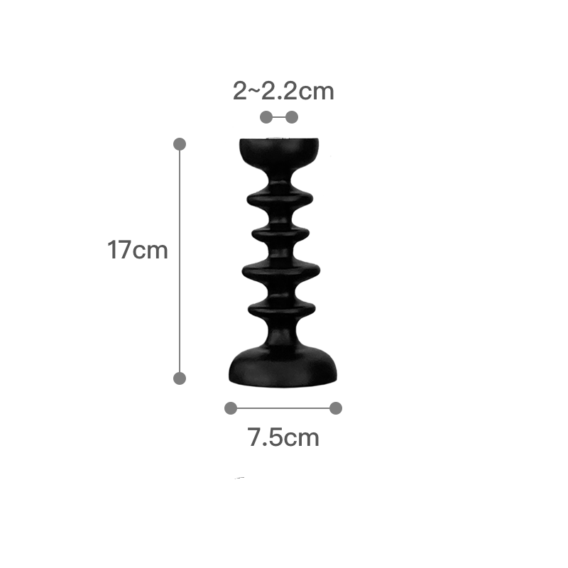 Title 7, Black Geometric Solid Wood Shaped Candlestick D...