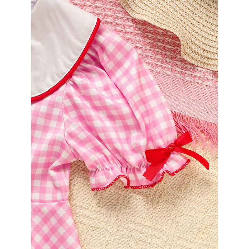 Sweet Baby Toddler Girl's Short Sleeve Letter Heart Print Doll Collar Dress With Matching Headband — view 3