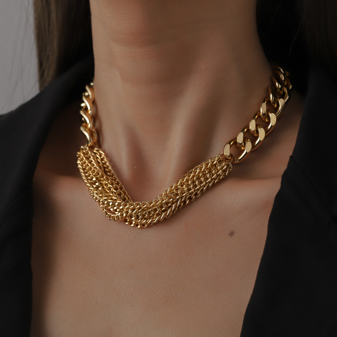 Short Tassel Chain Metal Necklace