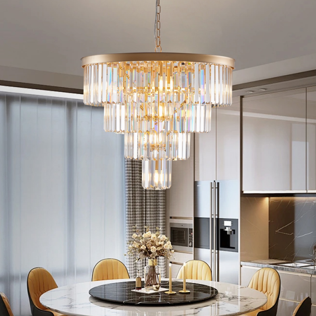 24  Contemporary Crystal Modern Chandeliers Crystal Ceiling Chandelier 4 Tier Golden Chandelier Lighting For Dining Room Living Room Bedroom  Bulbs Not Included
