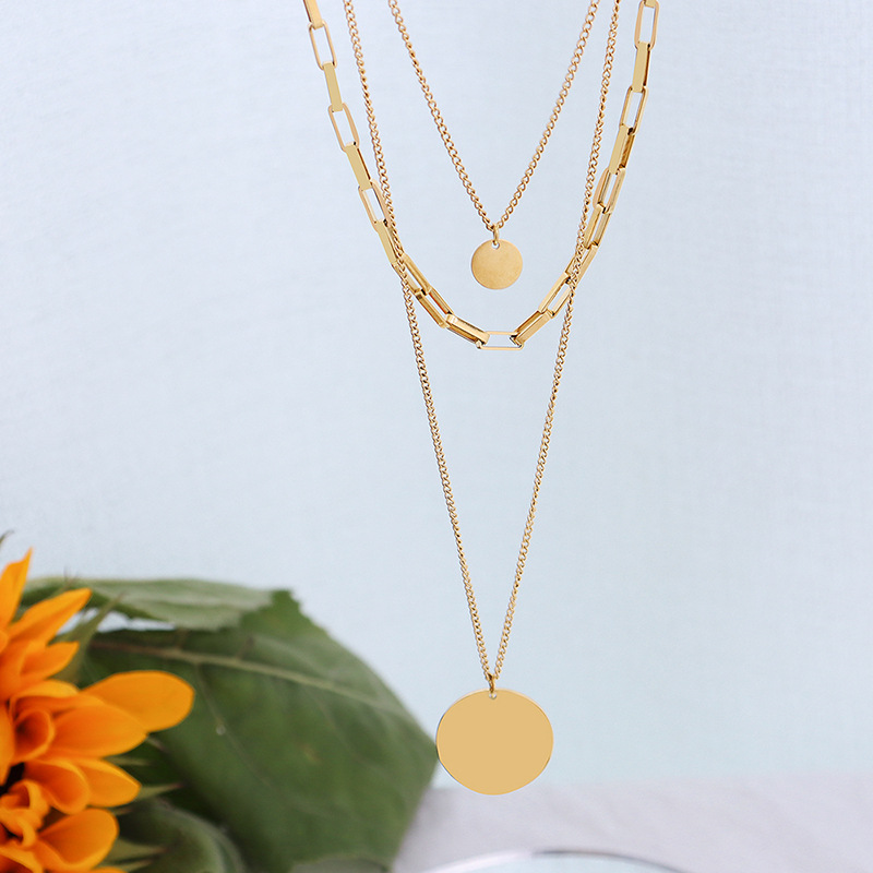 Multi-layer Texture Personality Niche Necklace Chain Titanium Steel