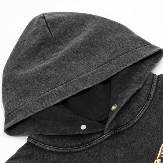 Animal Tiger Eagle Print High Street Washed Hoodie