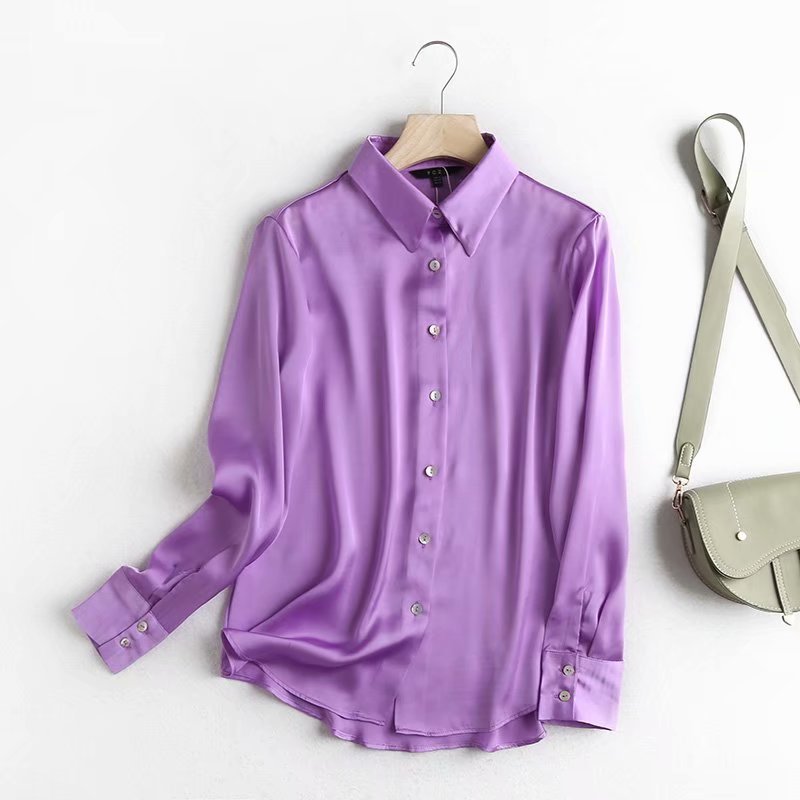 Title 5, Satin Plain Lapel Long Sleeve Shirt