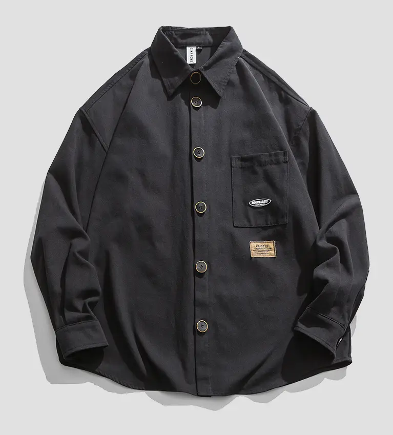 Street Loose All-match Thin Retro Tooling Long-sleeved Shirt