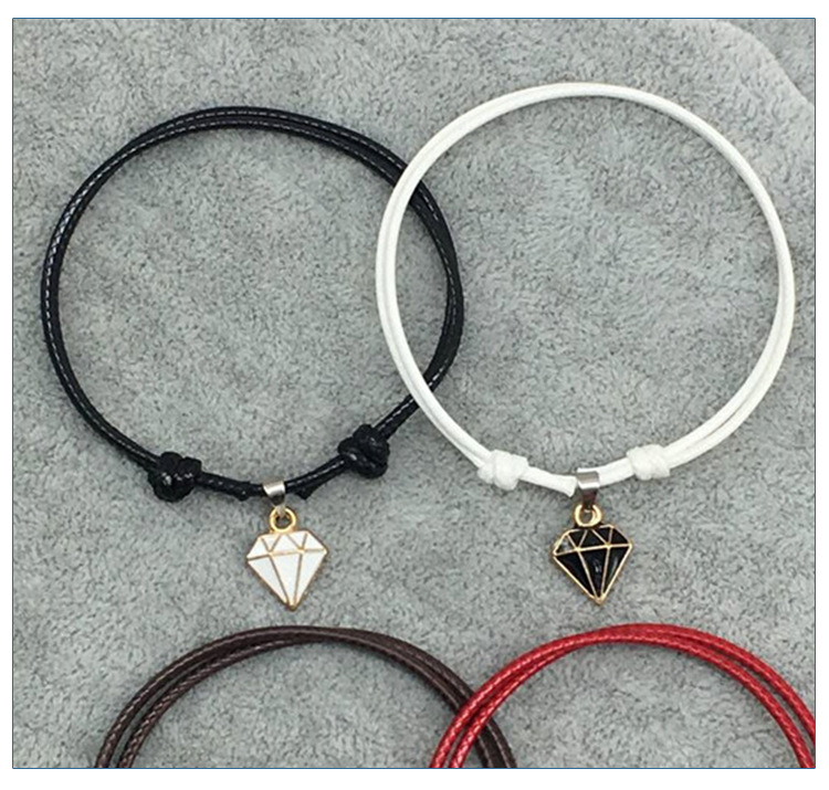 Title 6, Retro Casual Diamond Red Black Rope Couple Brac...