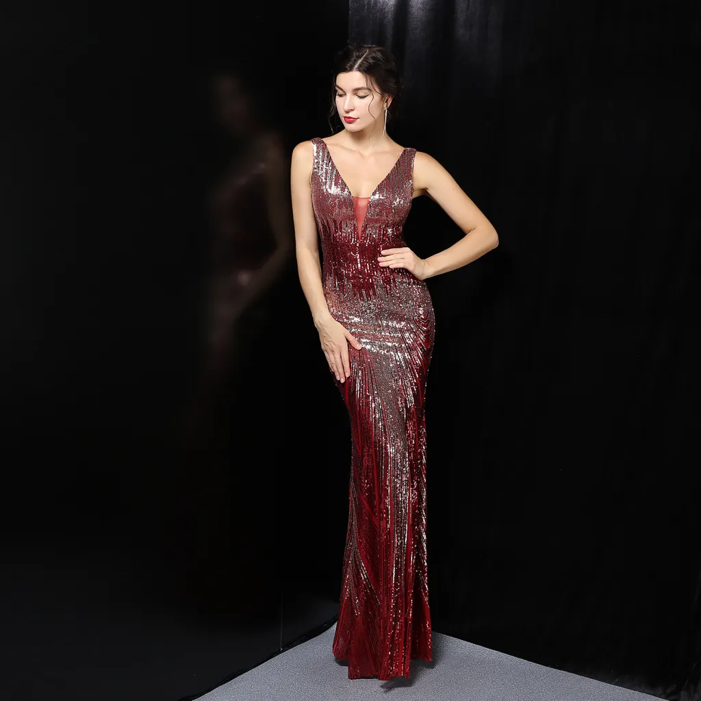 Women Evening Gowns Are Sexy Long And Slim - Wine Red