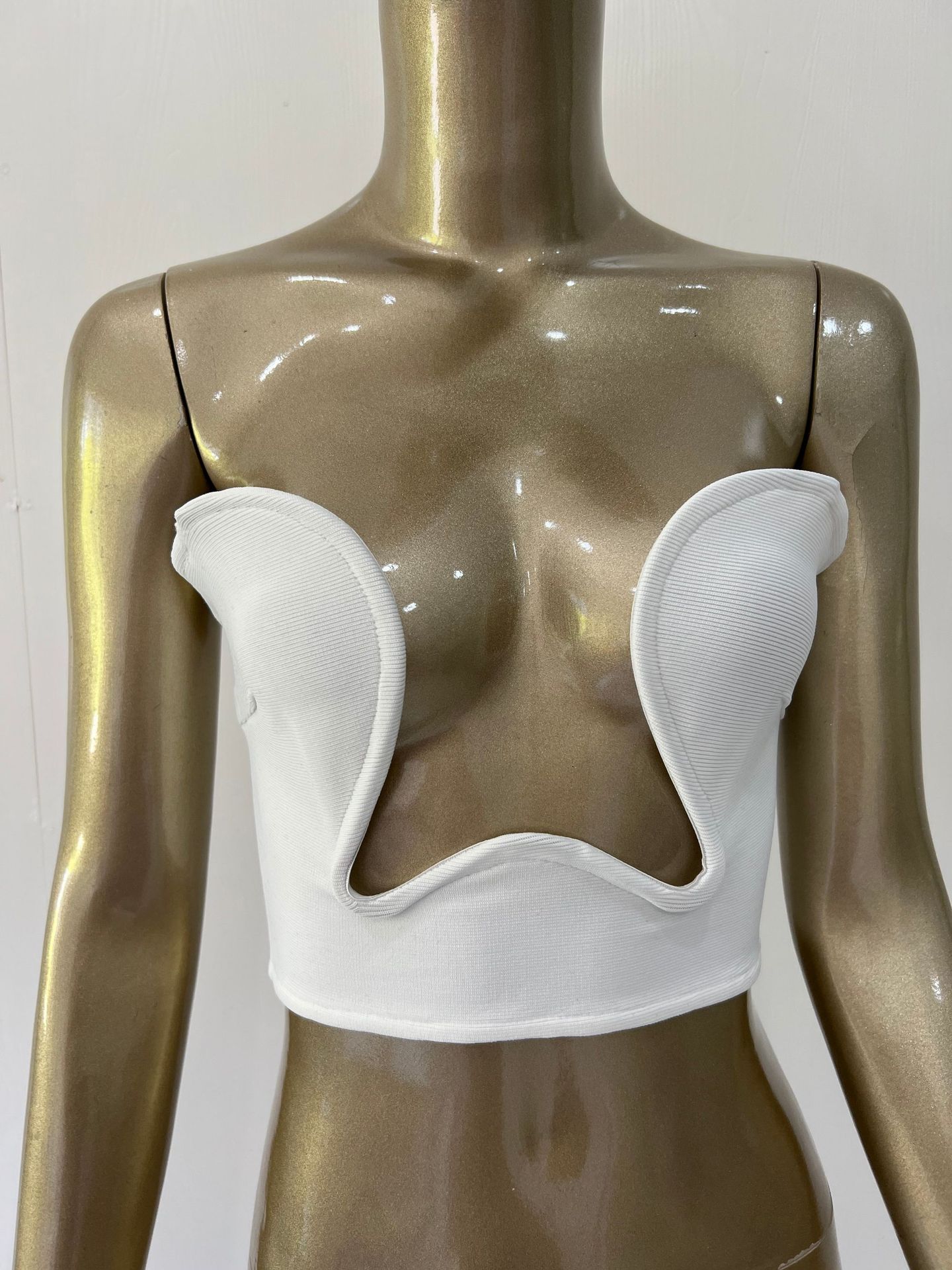 Tube Top Metal Ring Bandage Fashion Coat White - Shop at LoveMi