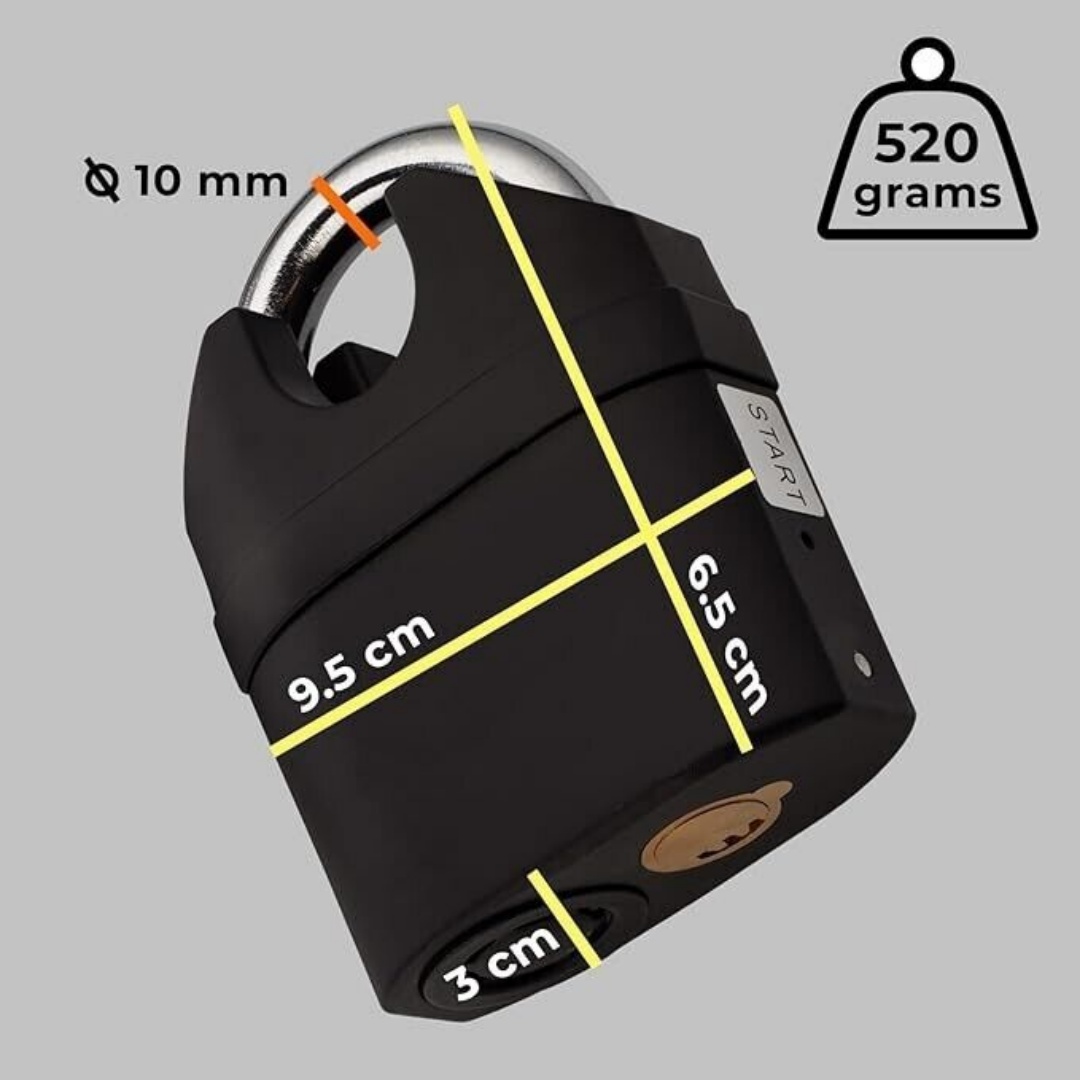 Heavy Duty Steel Waterproof Padlock With Alarm And 3 Keys - High Security Lock — image 7