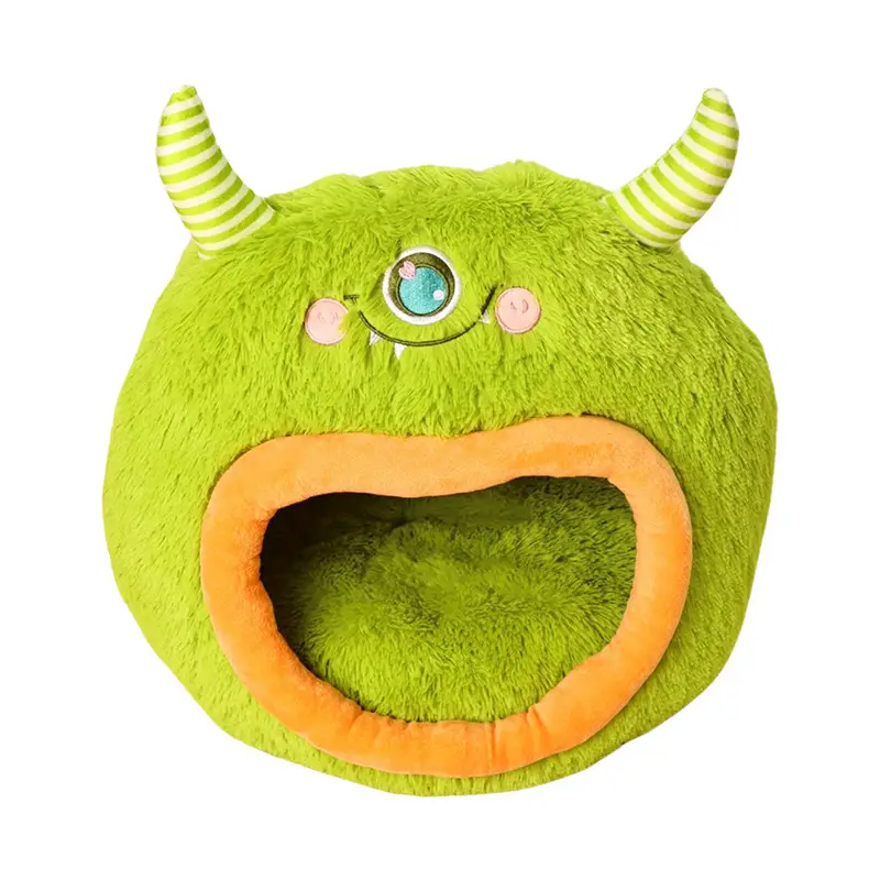 Fully Enclosed Safe And Cozy Cartoon Monster Pet Bed For Dogs And Cats Four Seasons Universal Soft And Warm For Winter Cat House