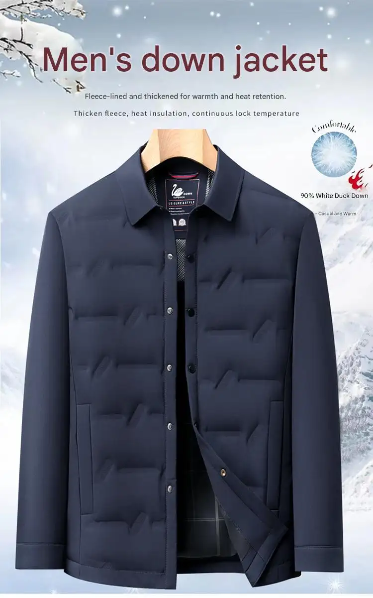 Lightweight Mens Short Down Jacket Thickened Warm