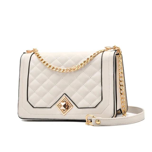 One Shoulder Portable Diagonal Cross Embroidered Handbags White - Shop at LoveMi