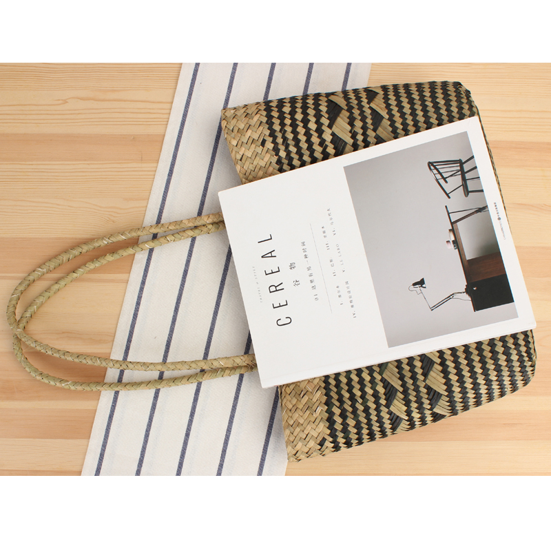 Natural Mat Grass Woven Open Shoulder Handbag