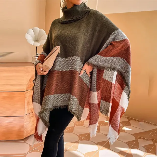 Women's Cape Pullover Crochet Tassel Green - Shop at LoveMi