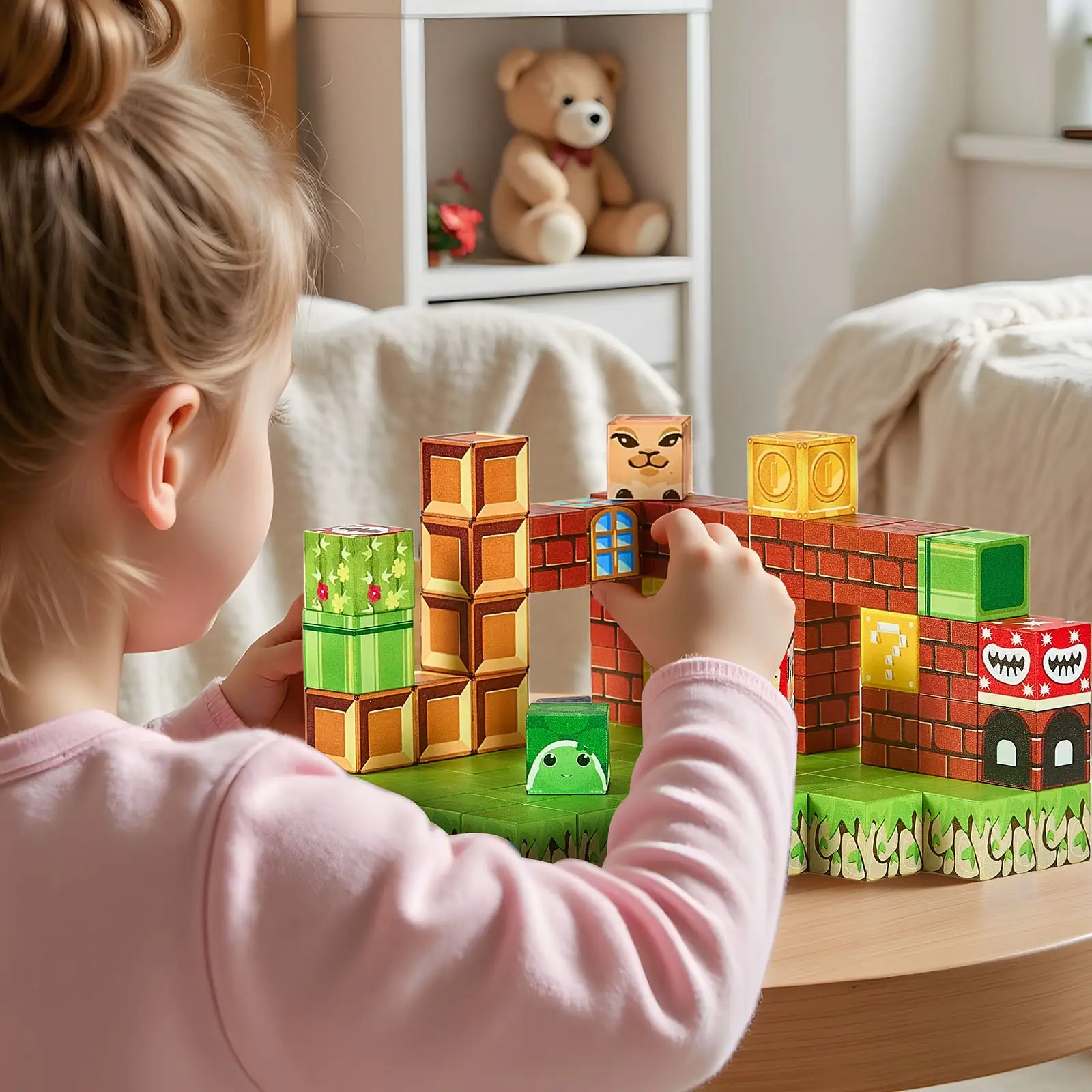 Magnetic Blocks, 100 PCS Magnet Blocks Set, Magnetic Building Cubes For Kids, STEM Montessori Sensory Toys For Christmas Birthday Gift, Construction Stacking To