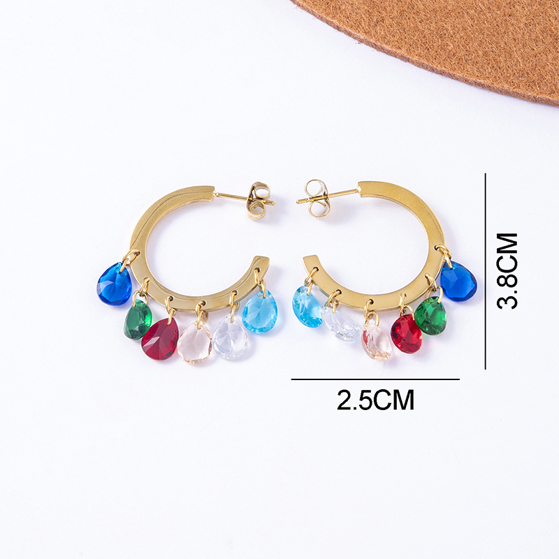 Title 1, Fashion Six-color Crystal Zircon Open Earrings ...