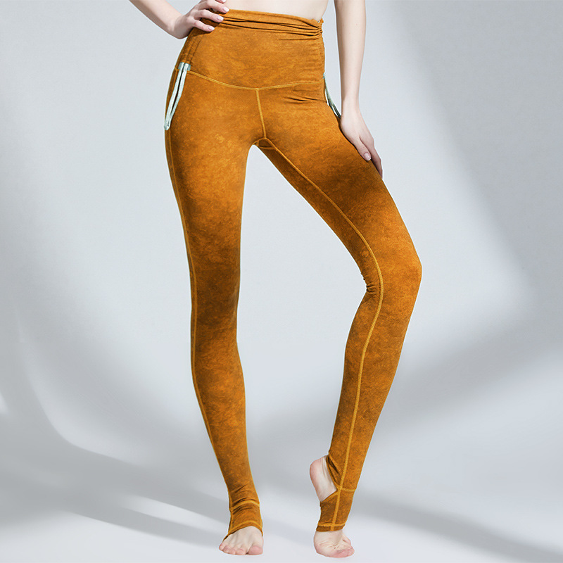 Drawstring Foot Exercise Fitness Yoga Pants Camouflage Orange - Shop at LoveMi