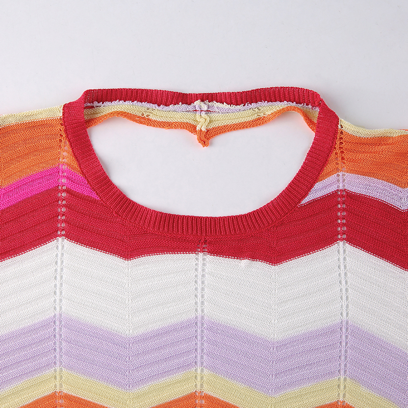 Title 3, Colorblock Striped Knitted Long-sleeved Dress