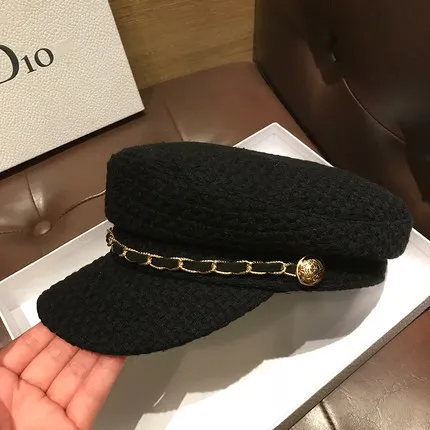 Spring And Autumn Retro Fashion Peaked Cap Octagonal Beret Black - Shop at LoveMi