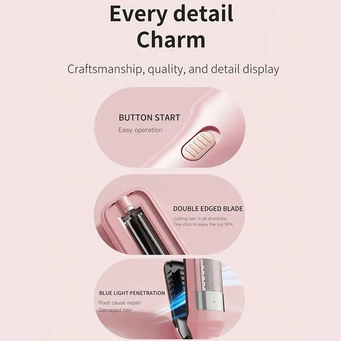 Hair Split End Remover Electrics Trimmer Automatic Damaged Repair Remover---Pink — image 11