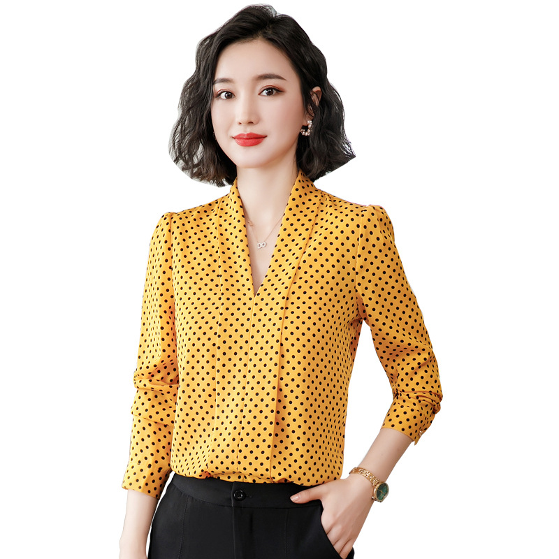 Title 2, Temperament V-neck Flared Sleeve Mid Chiffon Shirt