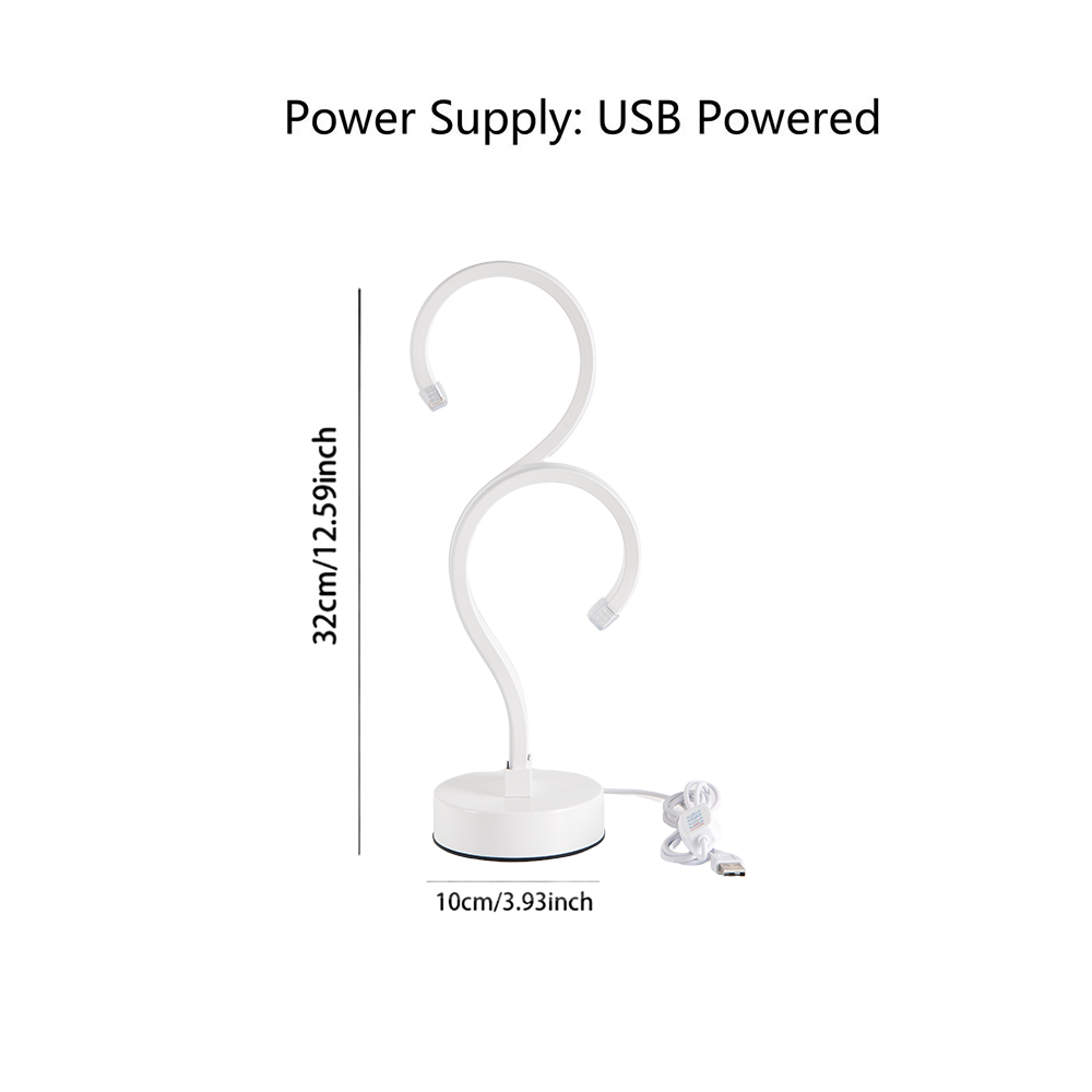 Creative Double Question Mark Elegant White Desktop Lamp, USB Power Supply