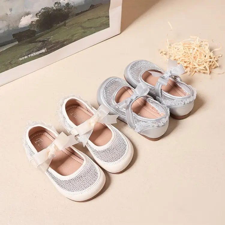 Girls' Fashion Mesh Soft Sole Anti Slip Lace Bow