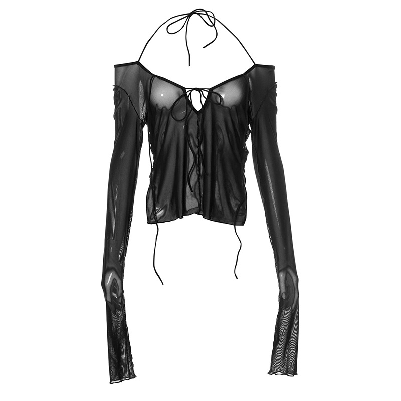 Title 4, Halter perspectief split lange mouwen blouse