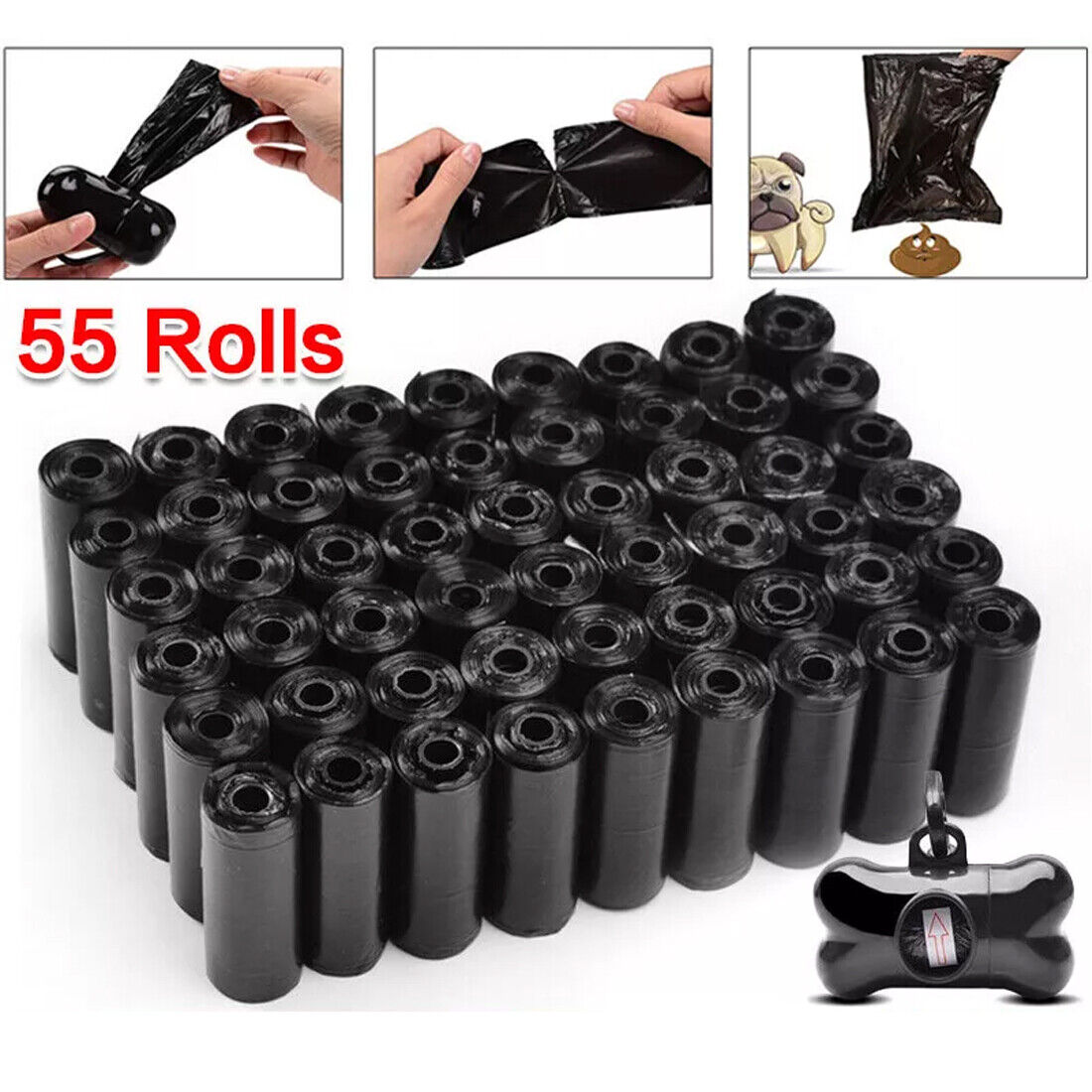 1100x Dog Poo Bags Biodegradable Pet Cat Dog Poop Waste Bags With Dispenser UK NEW