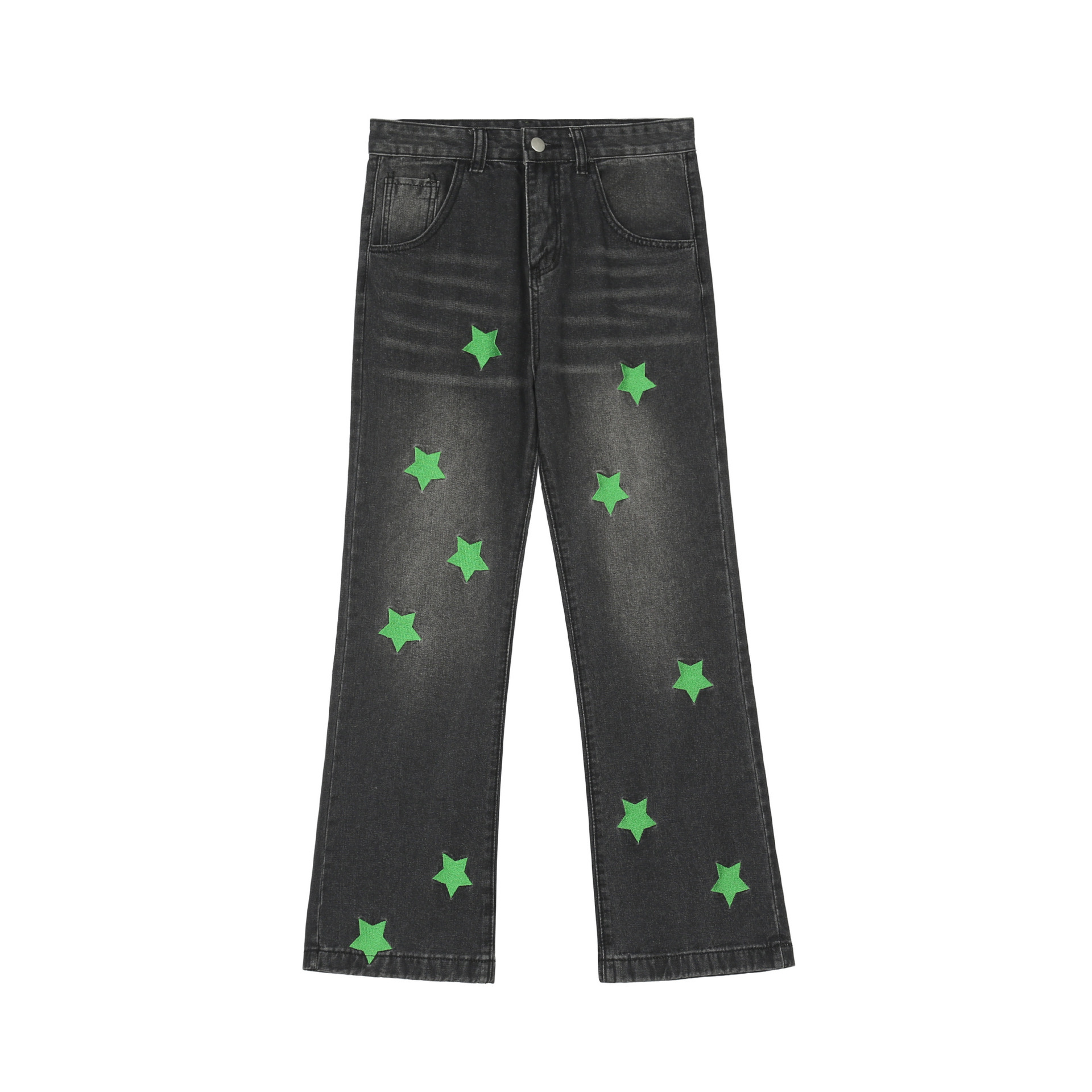 American Style Retro Washed Green XINGX Embroidered Full Printed Letters Jeans For Men