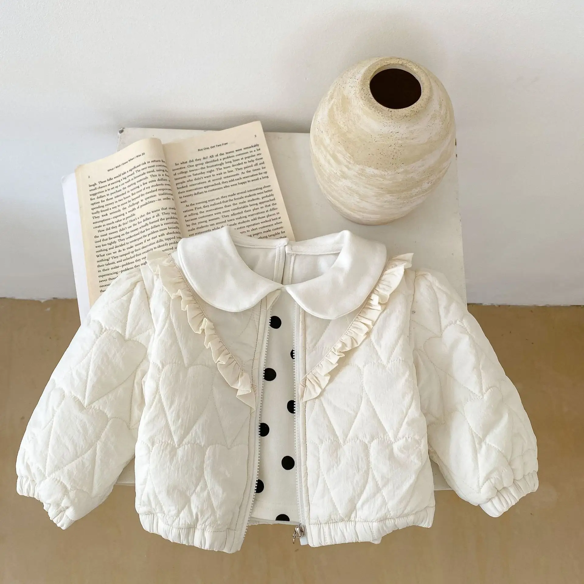 Baby Girls' Cotton-padded Jacket Thickened Heart-shaped Bubble
