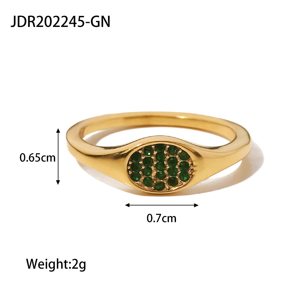 Stainless Steel Oval Set White Diamond Ring