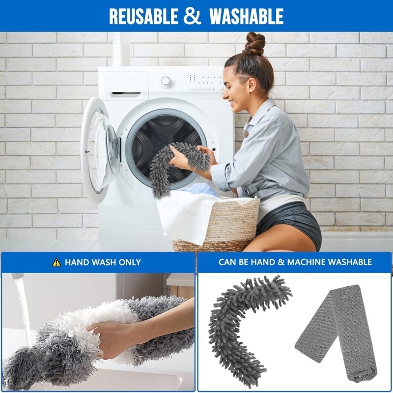 Feather Duster 8 Pack Extendable Bendable Washable Cobweb Brush With Pole